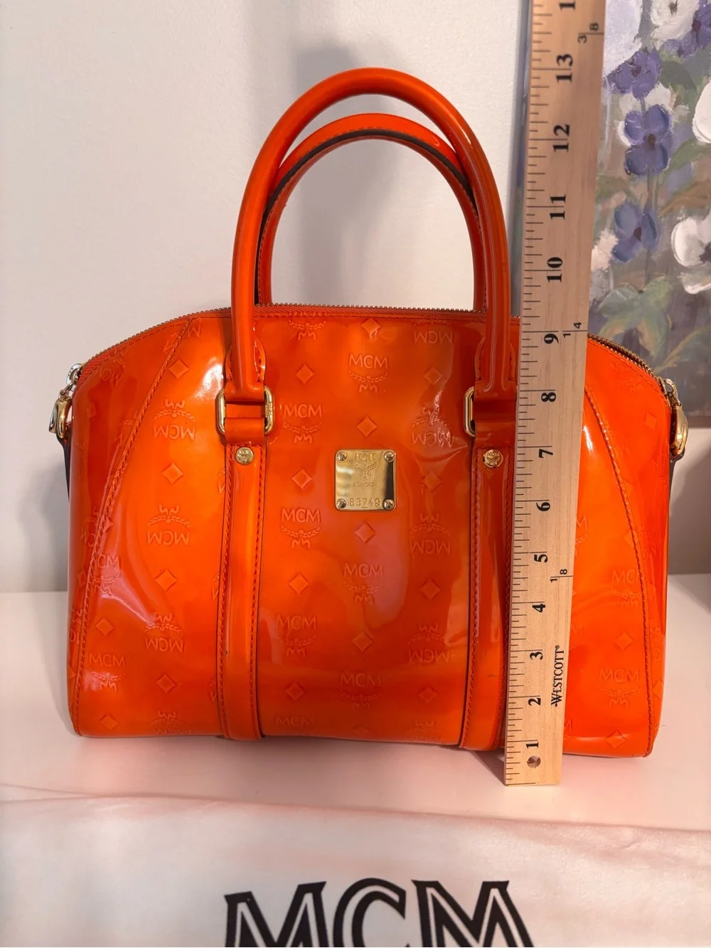 MCM Vintage Vernis Patent Leather Boston Bowling Bag – Vibrant Orange FALL BAG!!